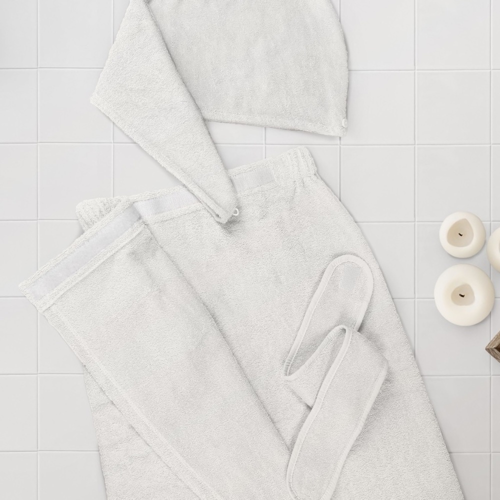 Lavender and Sage 3-Pc. Cotton Drying Bath Wrap Set